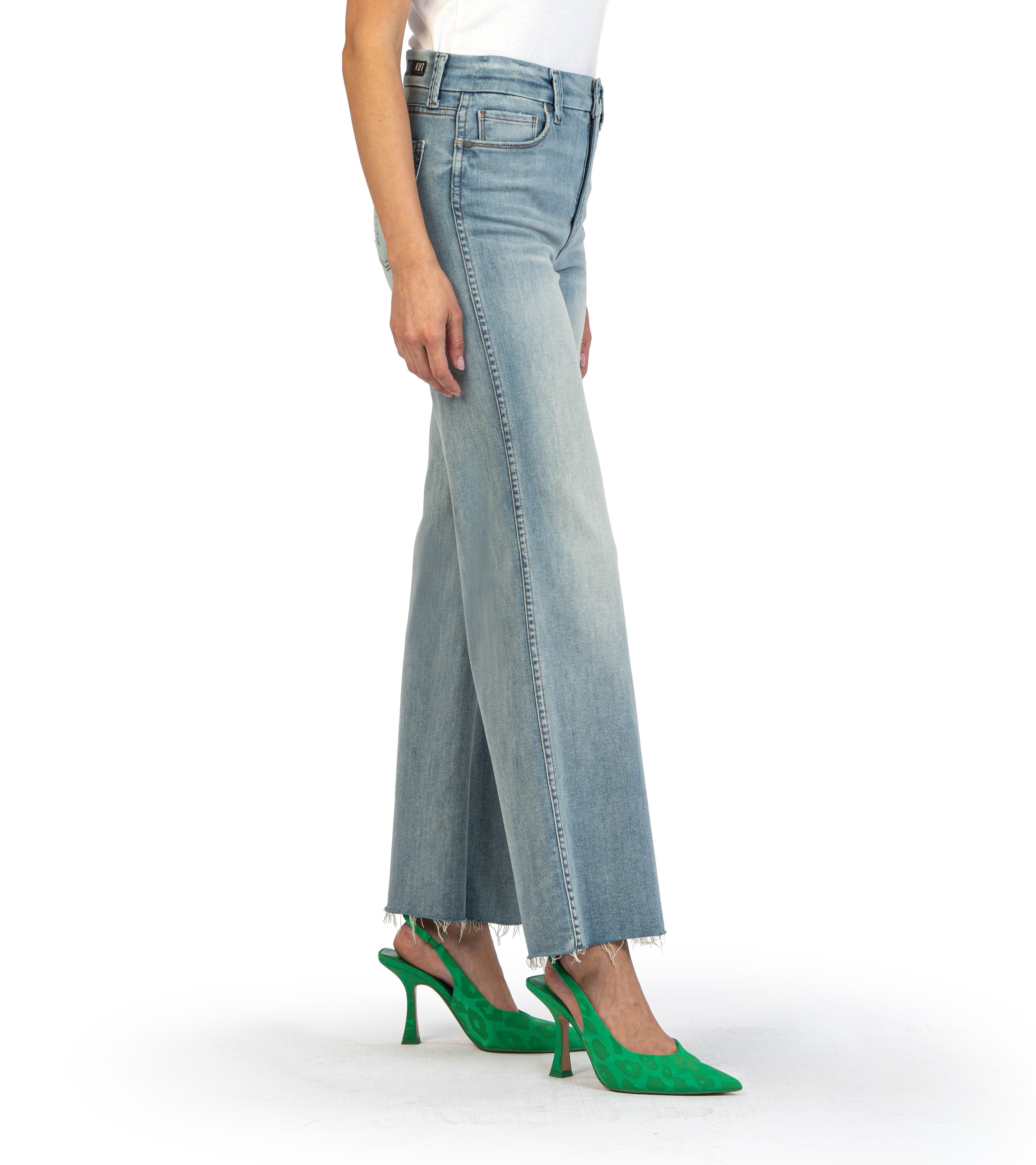 Meg - High Rise Fab Ab Wide Leg, Raw Hem (Faithful Wash)