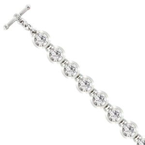Bright Rhodium Small Round Bracelet in Clear Crystal
