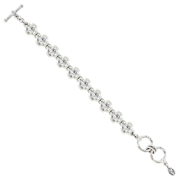 Bright Rhodium Small Round Bracelet in Clear Crystal