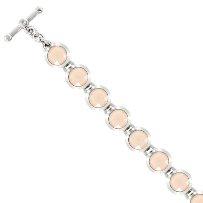 Bright Rhodium Small Round Bracelet - Ivory Cream