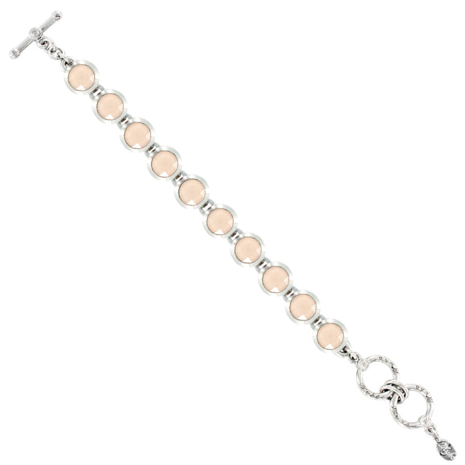 Bright Rhodium Small Round Bracelet - Ivory Cream