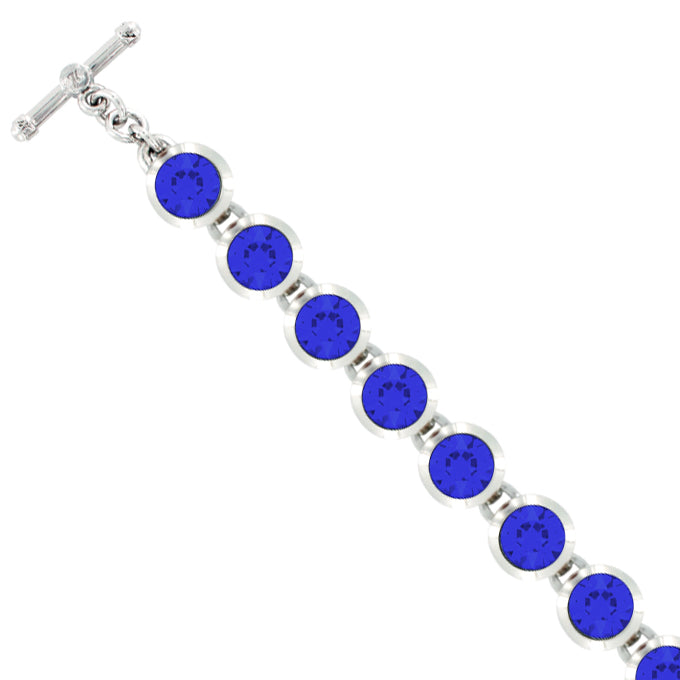 Bright Rhodium Small Round Bracelet in Majestic Blue