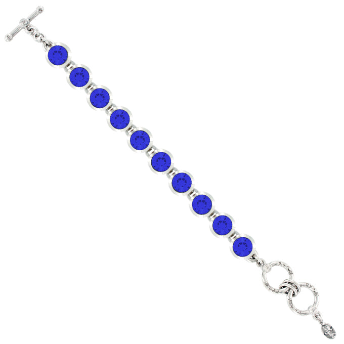 Bright Rhodium Small Round Bracelet in Majestic Blue