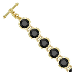 Bright Gold Small Round Bracelet in Jet