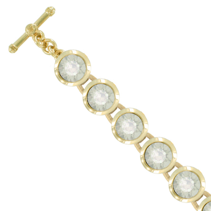 Bright Gold Small Round Bracelet in White Opal