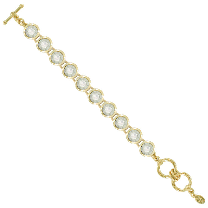 Bright Gold Small Round Bracelet in White Opal
