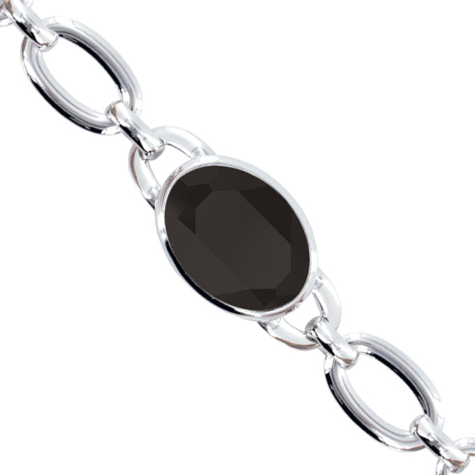 Chain Bracelet With Large Jet Crystal