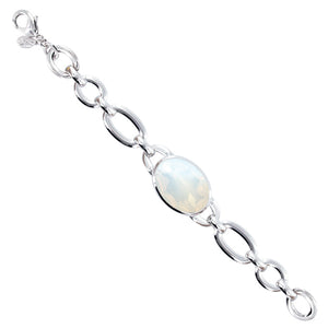 Chain Bracelet With Large White Opal