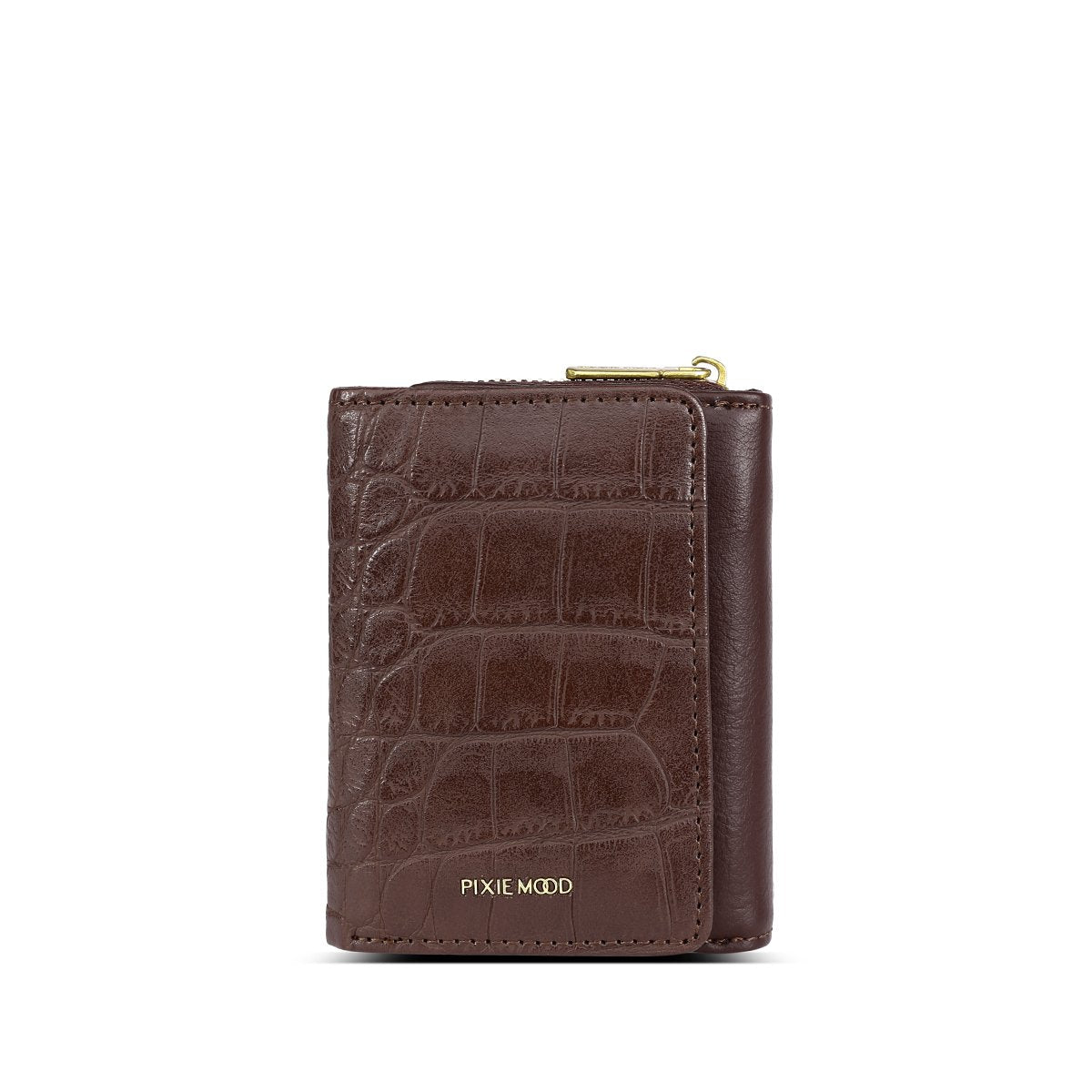 Candice Wallet in Chocolate Croc-RFID Blocking