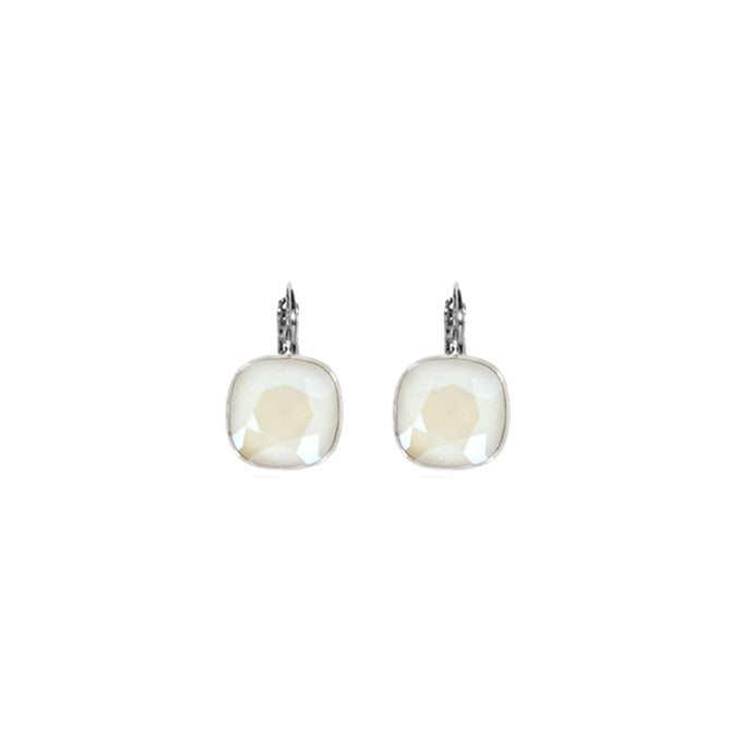 Medium Cushion Euroback Earrings in Ivory Cream