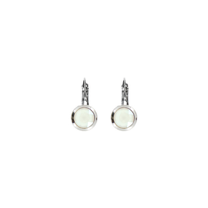 Bright Rhodium Round Euroback Earring - Ivory Cream