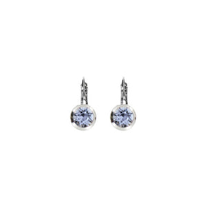 Bright Rhodium Small Round Euroback Earrings in Light Sapphire
