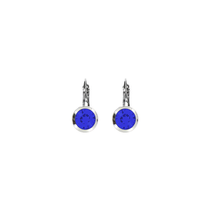 Bright Rhodium Round Euroback Earring in Majestic Blue