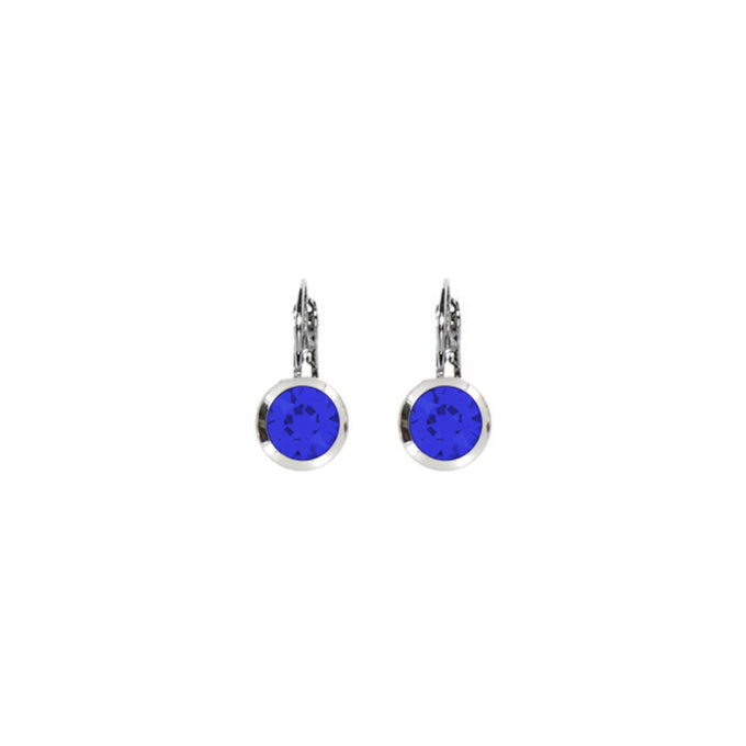 Bright Rhodium Round Euroback Earring - Majestic Blue