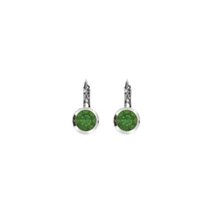 Bright Rhodium Small Round Euroback Earring in Palace Green Opal