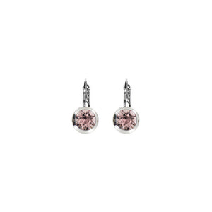 Bright Rhodium Small Round Euroback Earrings in Vintage Rose