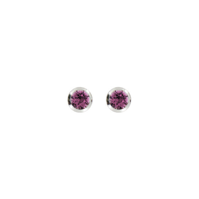 Small Round Post Earrings in Amethyst