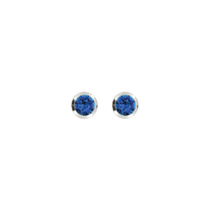 Bright Rhodium Small Round Post Earrings in Capri Blue