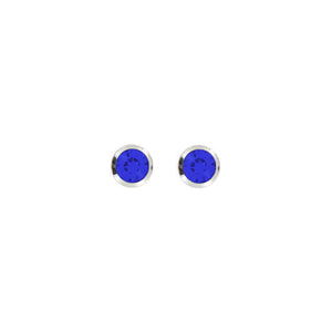 Bright Rhodium Round Post Earring-Majestic Blue