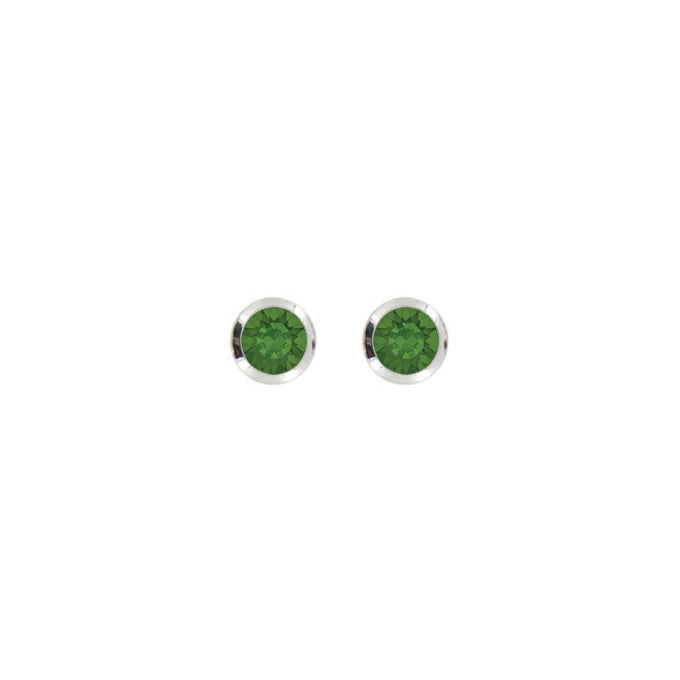 Small Round Post Earrings in Palace Green Opal