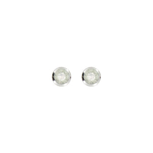 Bright Rhodium Small Round Post Earrings in White opal