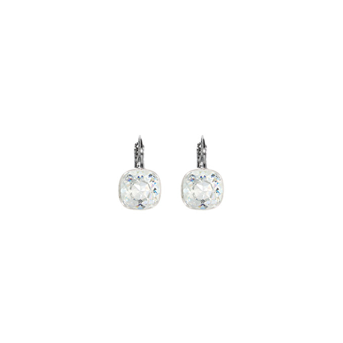 Small Cushion Euroback Earrings in Clear Crystal