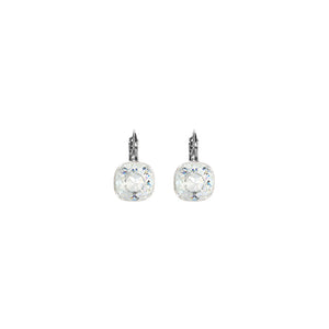 Small Cushion Euroback Earrings in Clear Crystal