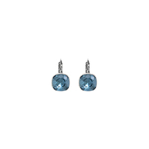 Small Cushion Euroback Earrings in Denim Blue