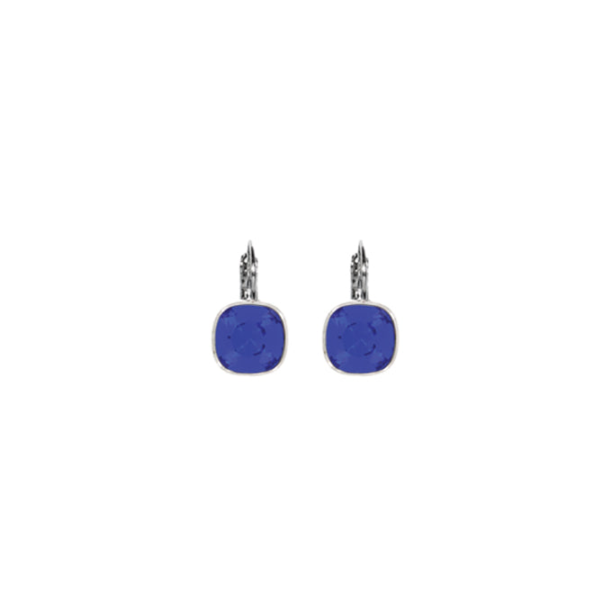 Small Cushion Euroback Earrings - Majestic Blue