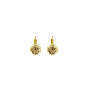 Bright Gold Small Round Euroback Earrings in Golden Shadow