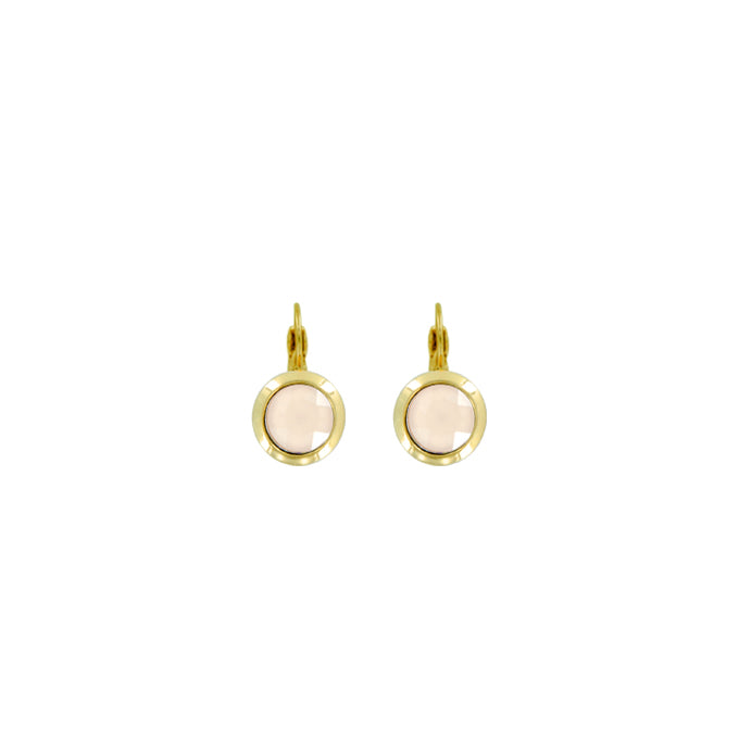 Bright Gold Round Euroback Earring - Ivory Cream