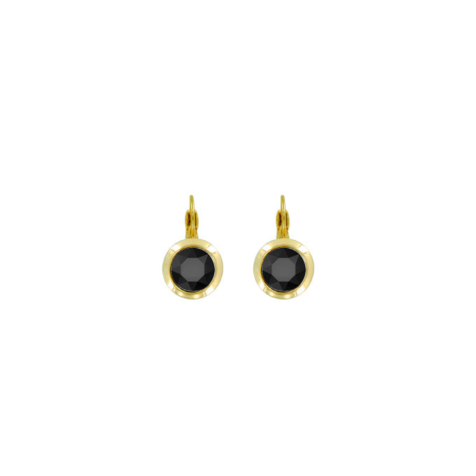 Bright Gold Round Euroback Earring - Jet