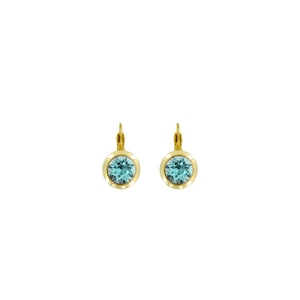 Bright Gold Round Euroback Earring-Light Turquoise