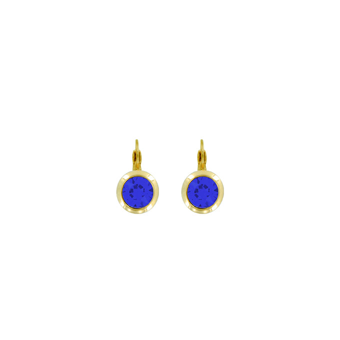 Bright Gold Round Euroback Earring-Majestic Blue