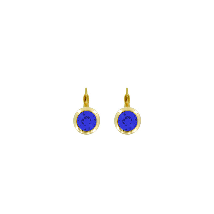 Bright Gold Round Euroback Earring - Majestic Blue