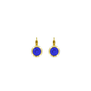 Bright Gold Round Euroback Earring-Majestic Blue