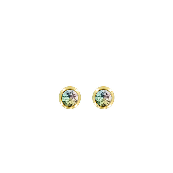 Bright Gold Round Post Earrings - Aurore Boreale