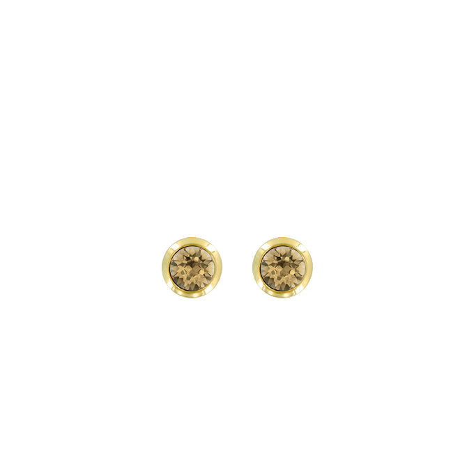 Bright Gold Round Post Earrings-Golden Shadow