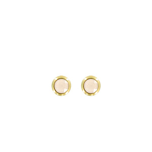 Bright Gold Small Round Post Earrings in Ivory Cream