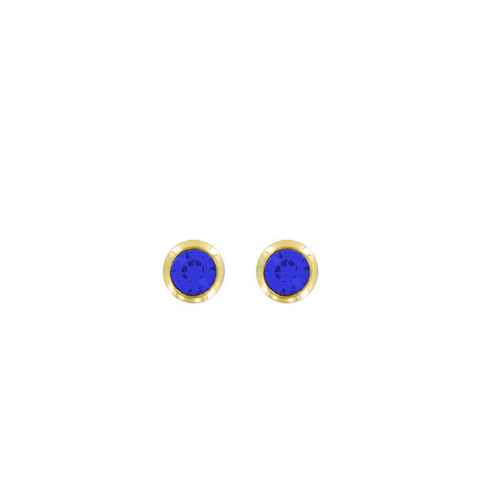 Bright Gold Round Post Earring-Majestic Blue