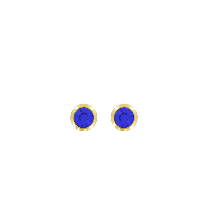 Bright Gold Round Post Earring - Majestic Blue