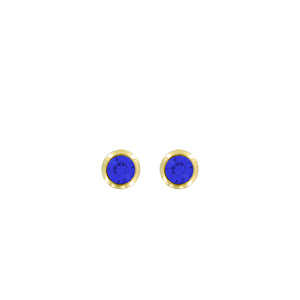 Bright Gold Round Post Earring-Majestic Blue