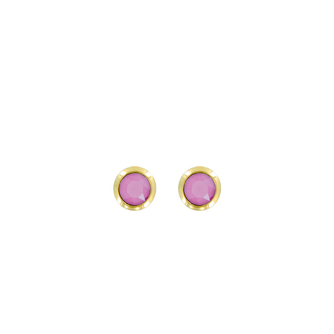 Bright Gold Round Post Earring-Peony