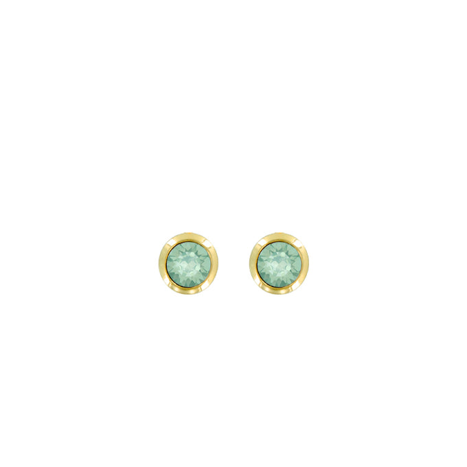 Bright Gold Small Round Post Earrings in Pacific Opal