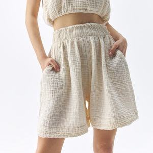 Crinkle Relaxed Shorts-One size