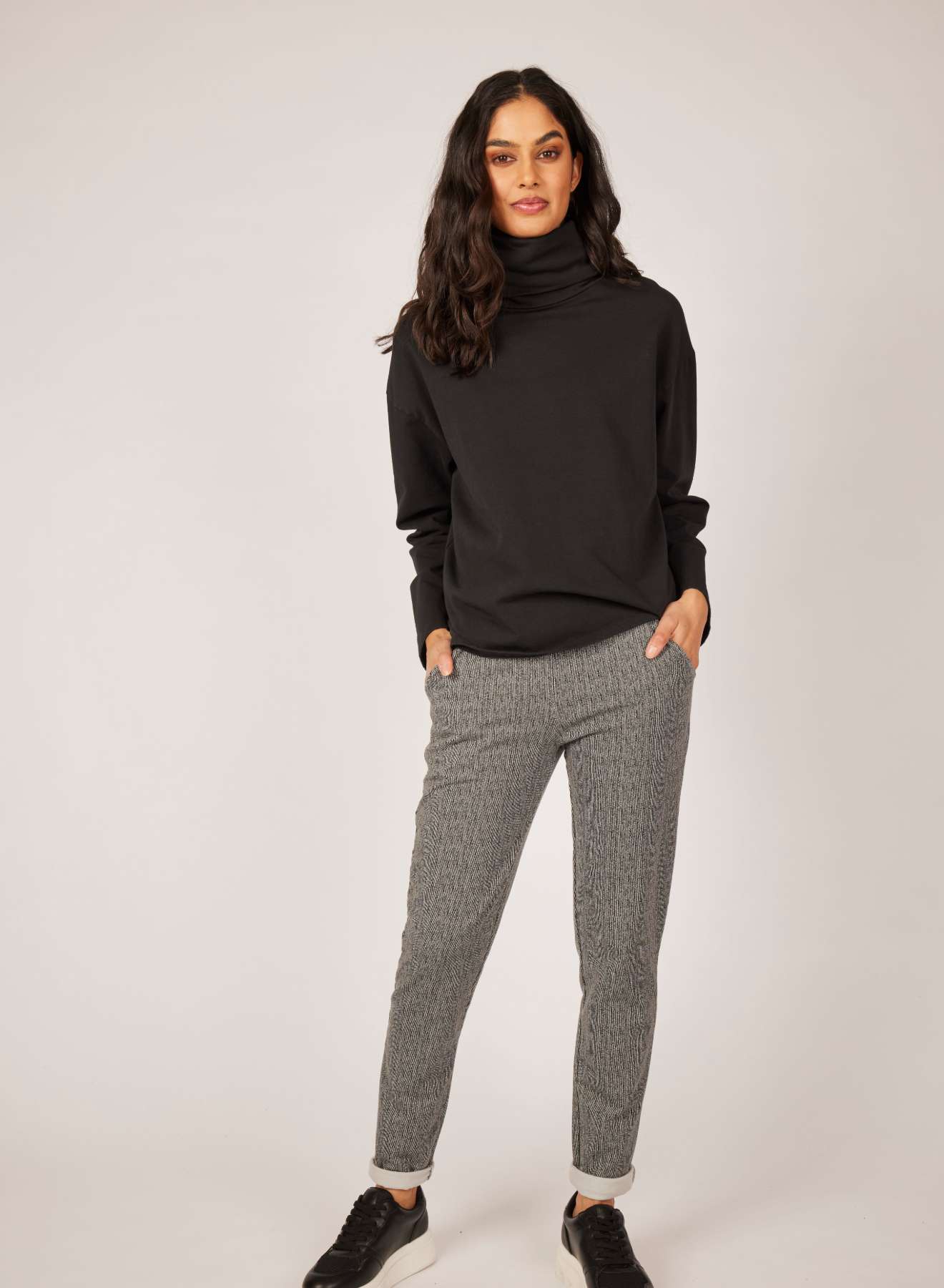 Polar Fleece Terry Cotton Turtleneck Sweatshirt