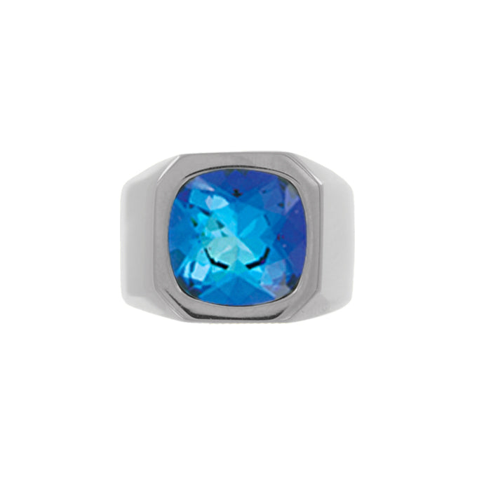 Cushion Crystal Ring in Bermuda Blue