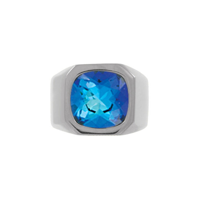 Cushion Crystal Ring - Bermuda Blue