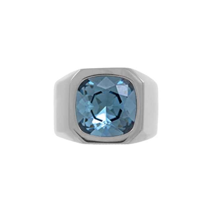 Cushion Crystal Ring in Denim Blue