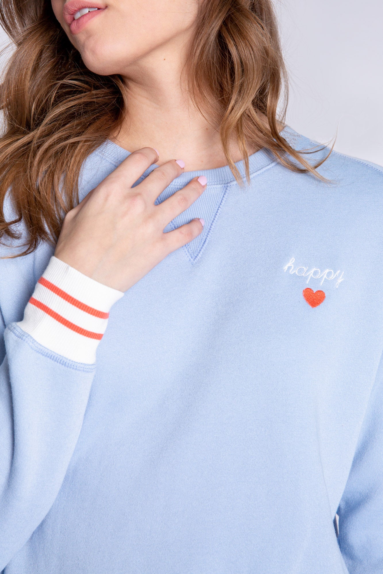 Happy Days Are Here Long Sleeve Top - Ice Blue